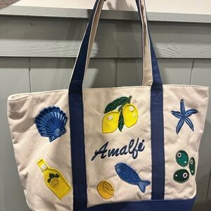 TikTok Viral America & Beyond Embroidered Canvas Tote Bag with Nautical Patches